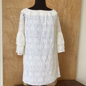 Lilly Pulitzer Cream Lace Off-Shoulder Blouse